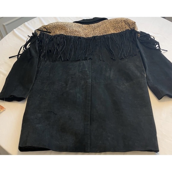 NWT! Cheeta Print Fringe Suede Jacket Women's Large Retail $188.00 - Picture 9 of 14